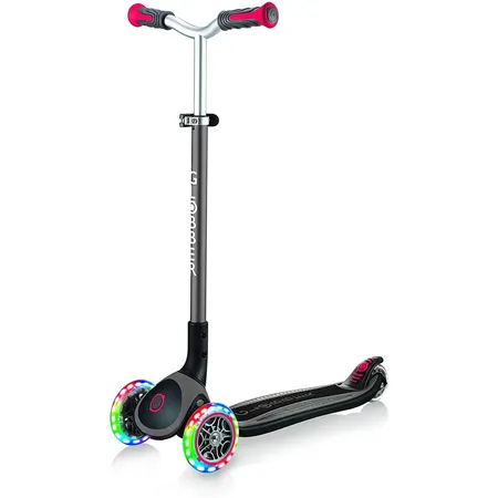 Bild von Globber Master Lights Tretroller Kinder 125/80 mm ABEC 5 3-Rädrig Höhenverstellbar LED-Leuchtrollen Schwarz-Rot