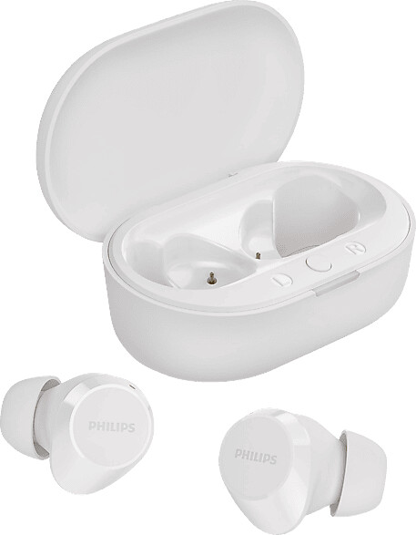 Bild von PHILIPS TAT1209WT Drahtlos-Bluetooth-Ohrhörer – kleine Ohrhörer, Tolles Preis-Leistungs-Verhältnis, Natürlicher Klang mit Dynamischer Bass, klare Anrufe und Ladeetui im Taschenformat - Weiß