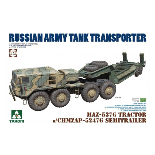 Bild von TAKOM TAK5004 MAZ-537G Tractor w/CHMZAP-5247G Trailer 1:72 – Ein detaillierter Modellbausatz