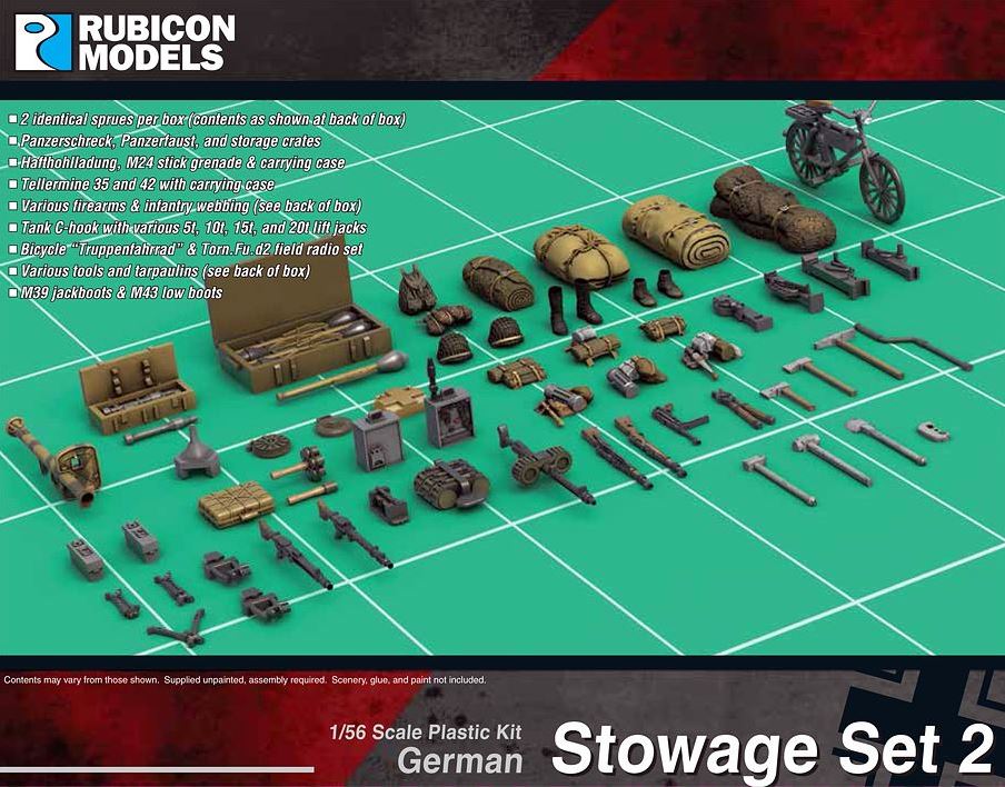 Bild von Rubicon Models German Stowage Set 2 1/56 28mm WWII GER Terrain Kit Weapons
