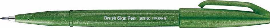 Bild von Pentel SES15C-D2X Brush Sign Pen olivgrün, Faserschreiber, pinselähnliche Spitze, 1 Stück