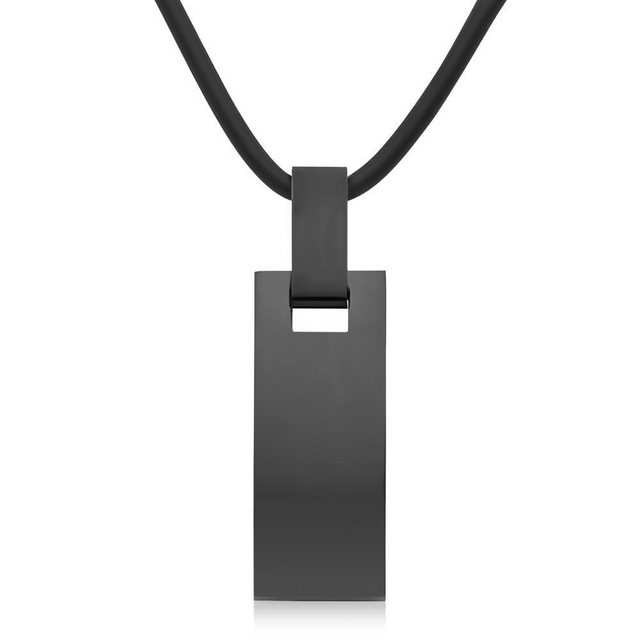 Bild von Unique Kette mit Anhänger Schwarzer Edelstahlanhänger inkl Kautschukkette Unique - P5049