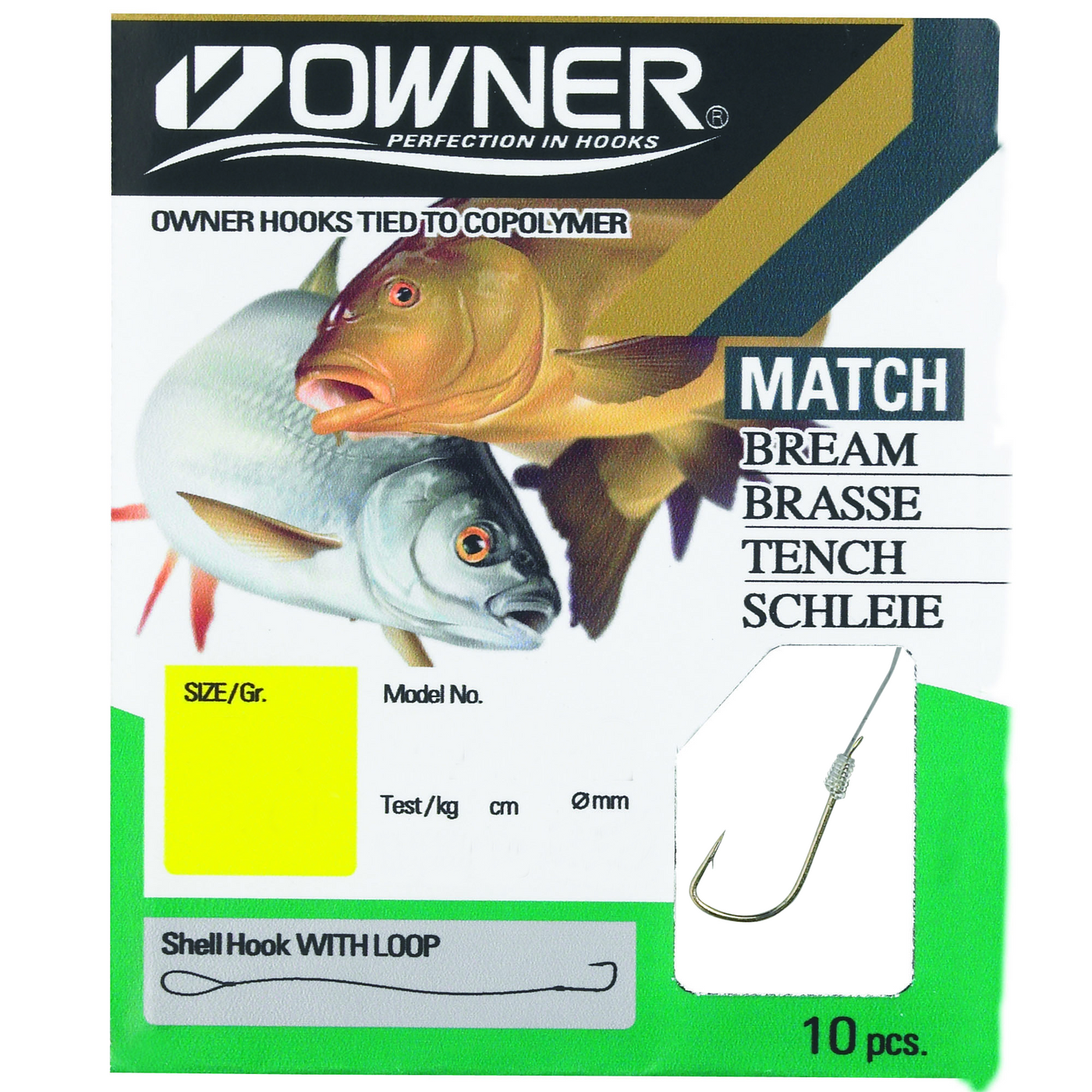 Bild von OWNER Match Schleie Vorfachhaken 36cm Gr.20 0,08mm Silber 11Stk.
