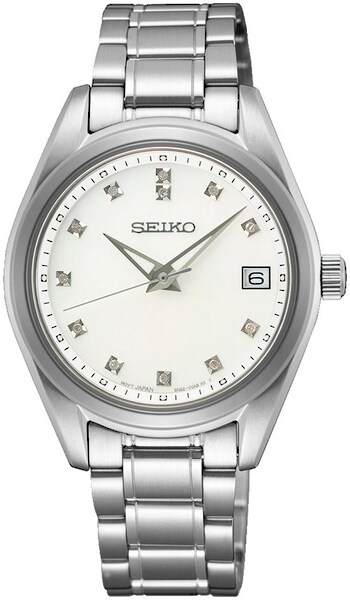 Bild von Seiko Quarzuhr, Armbanduhr, Damenuhr, Edelstahlarmband, Datum, Saphirglas