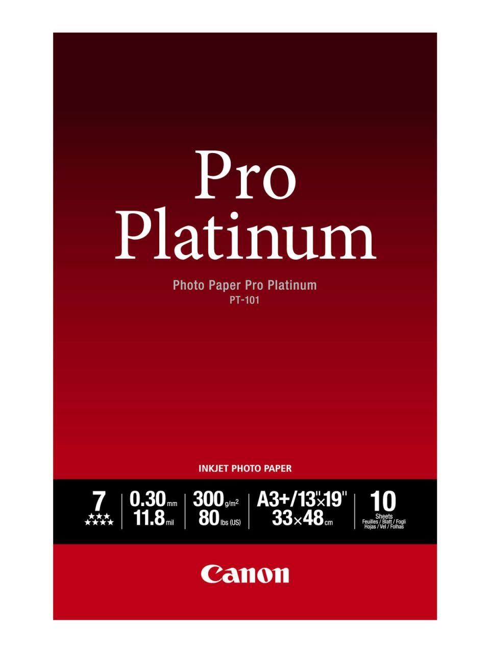 Bild von Canon Photo Paper Pro Platinum - Fotopapier - A3 plus (329 x 483 mm) - 300 g-m2 - 10 Blatt (2768B018)
