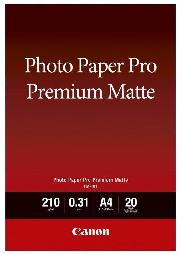 Bild von Canon Fotopapier PM-101 Premium matt - DIN A4, 20 Blatt (210 g/qm) für Tintenstrahldrucker, a4 / 20 seiten, 8657B005