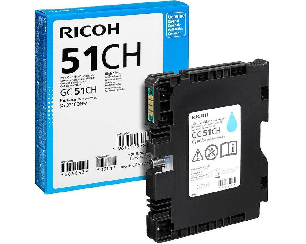 Bild von Ricoh GC 51CH - Hohe Ergiebigkeit - Cyan - Original - Tintenpatrone - für Ricoh SG 3210DNw (405863)