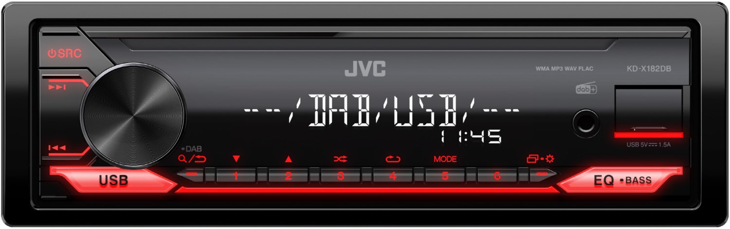 Bild von JVC KD-X182DB Digital-Media-Receiver Digital Radio DAB+ AUX USB 1-DIN Autoradio