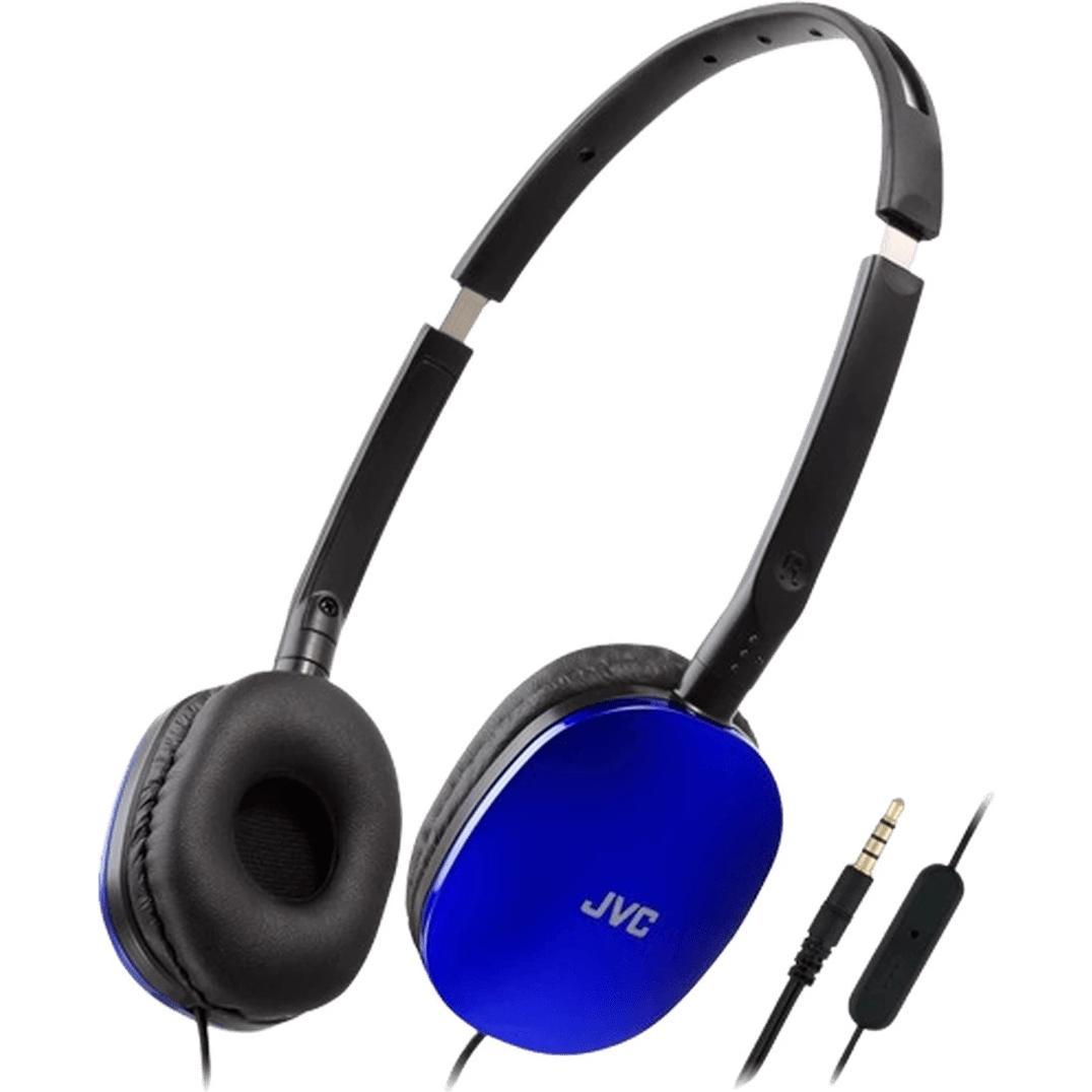 Bild von JVC Bügel-Kopfhörer, Headset-Funktion mit integriertem Mikrofon, Fernbedienung, faltbar, 3,5mm Klink blau (HA-S160M-AU)