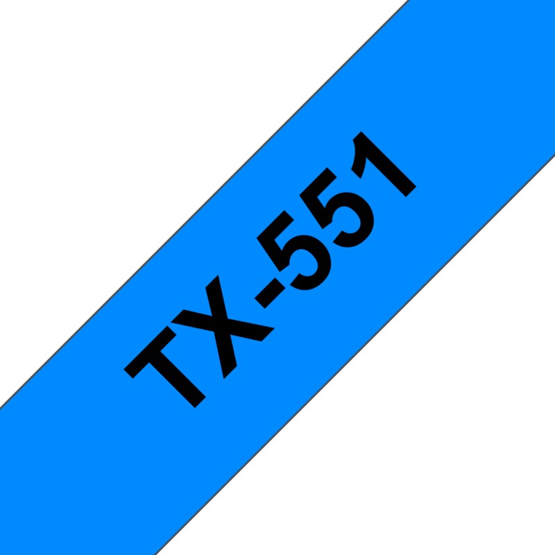 Bild von Brother TX-551 Schriftbandkassette 24mm x 15m schwarz auf blau