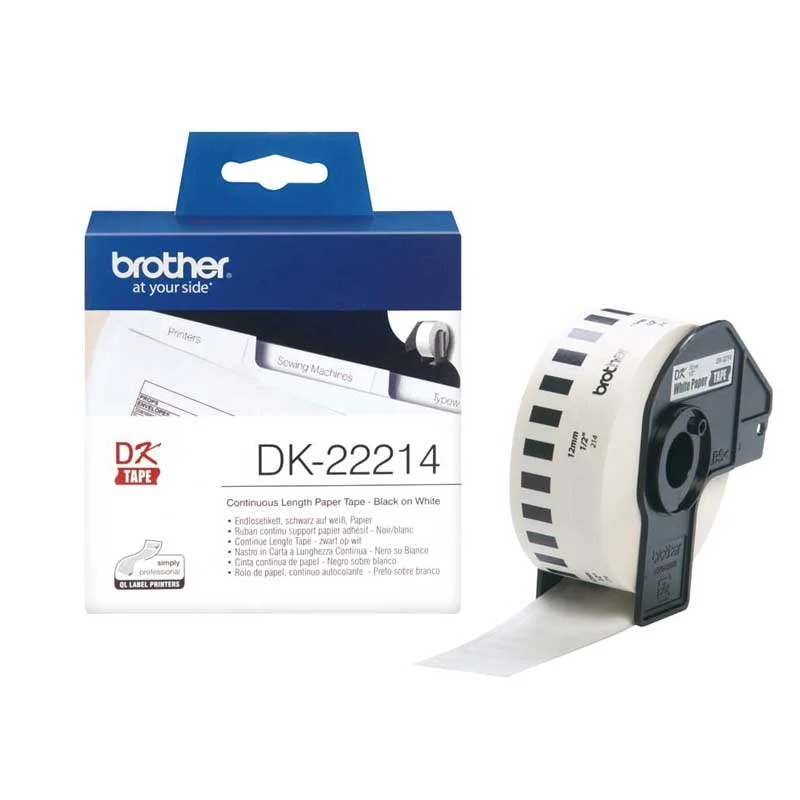Bild von Brother DK-22214 - Thermopapier - weiß - Rolle (1,2 cm x 30,5 m) - für QL 1050, 1060, 500, 550, 560, 570, 580, 650, 700,