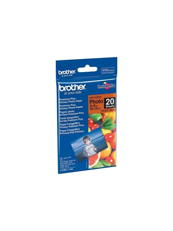 Bild von Brother BP - Fotopapier, glänzend - 100 x 150 mm - 20 Blatt - für DCP J132, J152, J552, J752 MFC J245, J4510, J470, J47