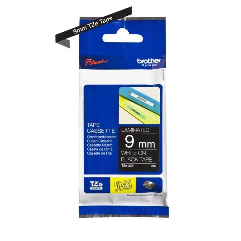 Bild von Brother TZe 325 - Laminiertes Band - Weiß auf Schwarz - Rolle (0,9 cm x 8 m) - 1 Rolle(n) - für P-Touch GL-H105, PT-1000