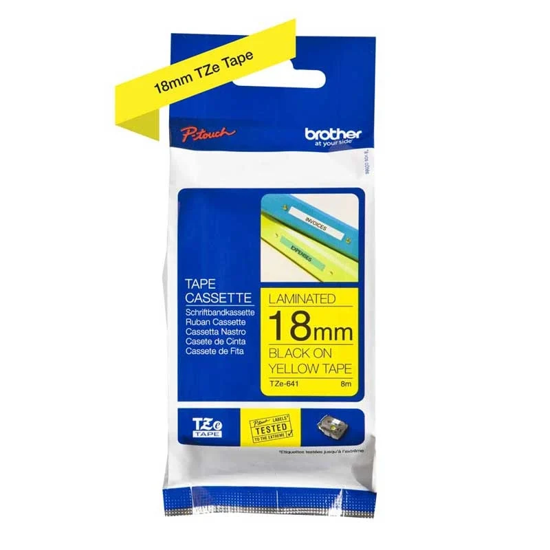 Bild von Brother TZe-641 Schriftband  schwarz auf gelb, 18mm x 8m, selbstklebend