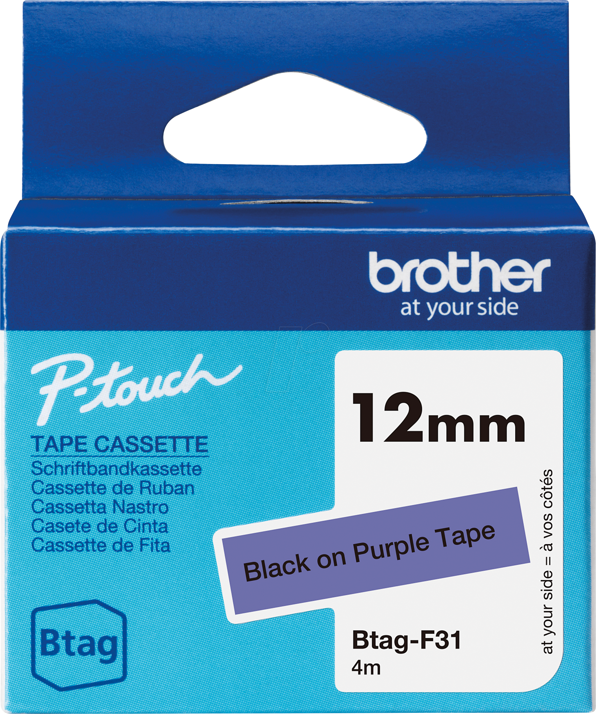 Bild von Brother Brother Schriftband BTAG-F31 Schwarz auf Lila 12 mm x 4 m