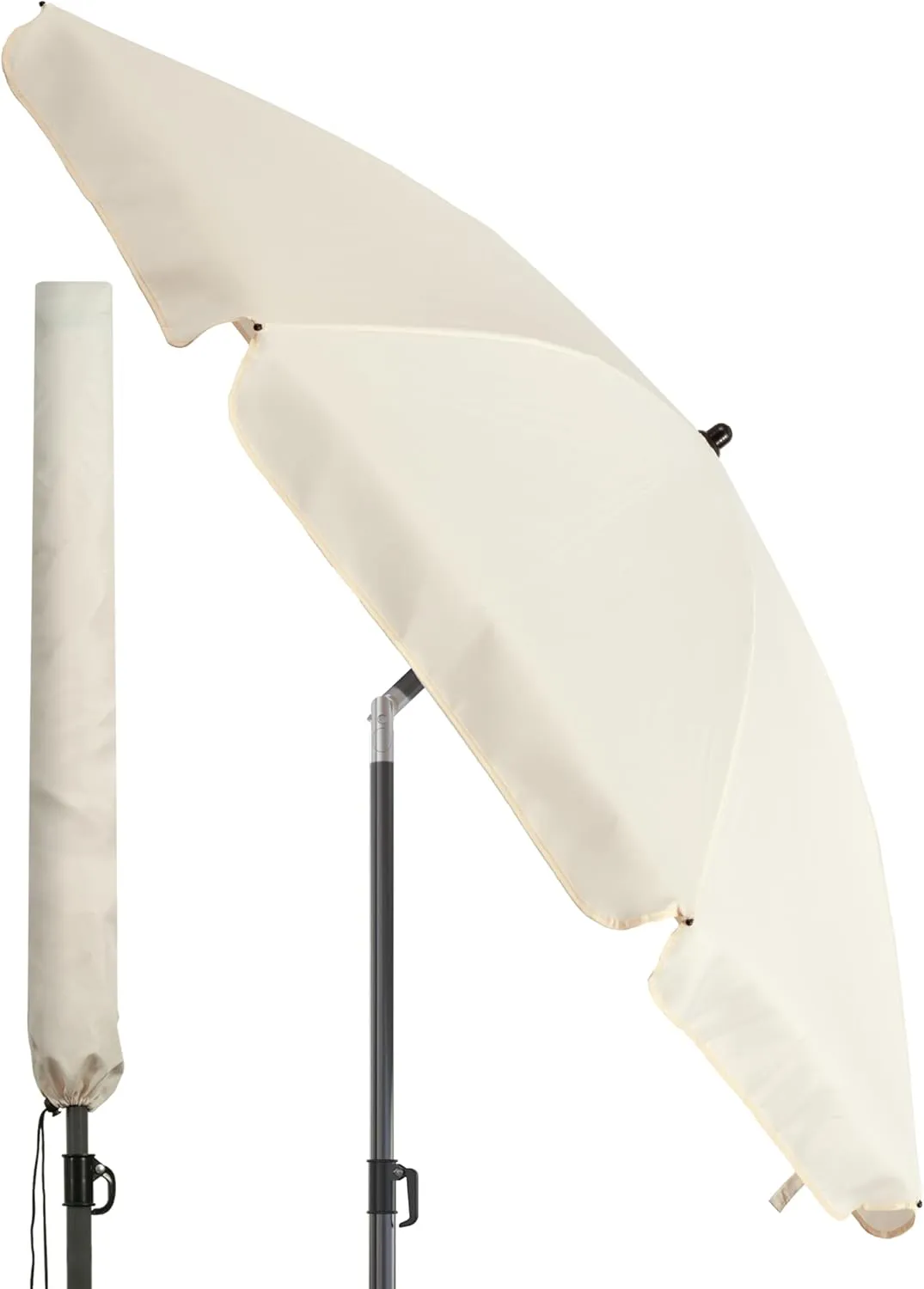 Bild von 4smile SunnyJoy Sonnenschirm mit 180 cm Durchmesser in Beige, windfest und stabil, inklusive Hülle, ideal für Strand und Balkon
