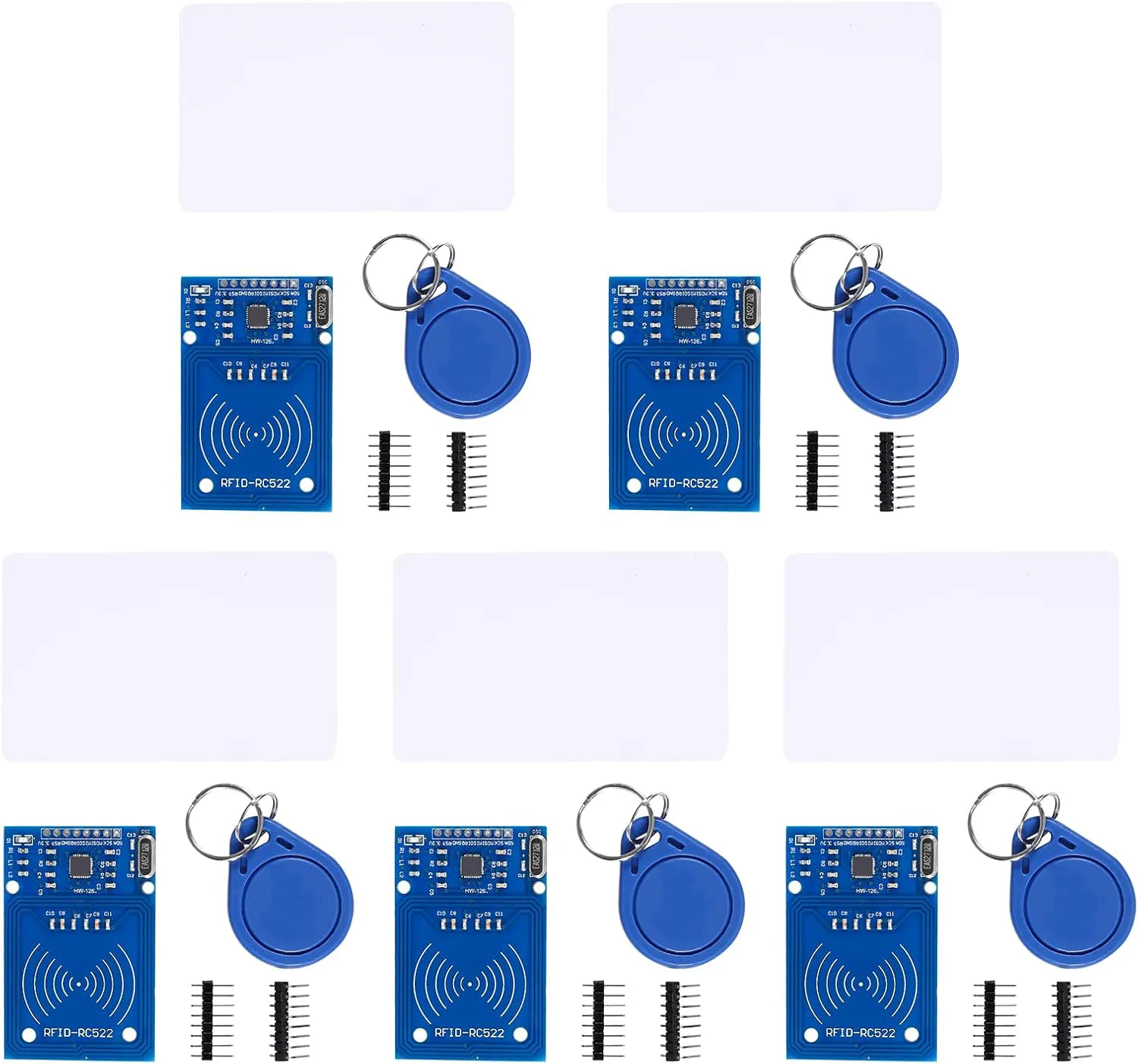 Bild von 5 Stück RC5 RF522 RFID Sensormodul mit S50 Blankokarten und Schlüsselanhängern