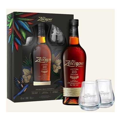 Bild von Ron Zacapa Sistema Solera 23 Gran Reserva Geschenkset mit 2 Gläsern 0,7l 40%