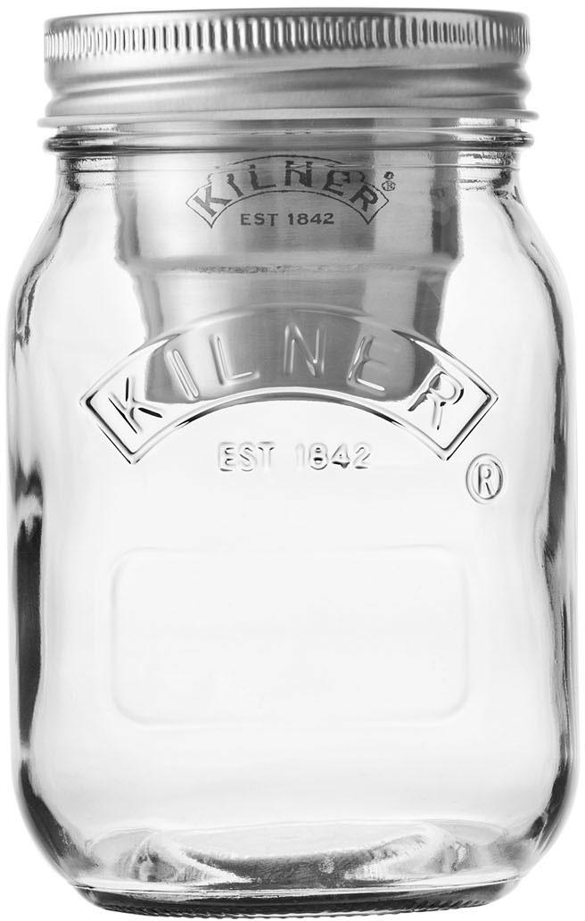 Bild von KILNER Vorratsglas Snack on the Go, Edelstahl, Glas, (Set, 3-tlg., 1 x Vorratsglas, 1 x Becher, 1 x Konservendeckel), Inhalt 0,5 Liter