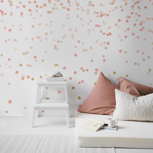 Bild von Art for the home Vliestapete Fototapete Konfetti Rosa & Gold, glatt, (1 St)