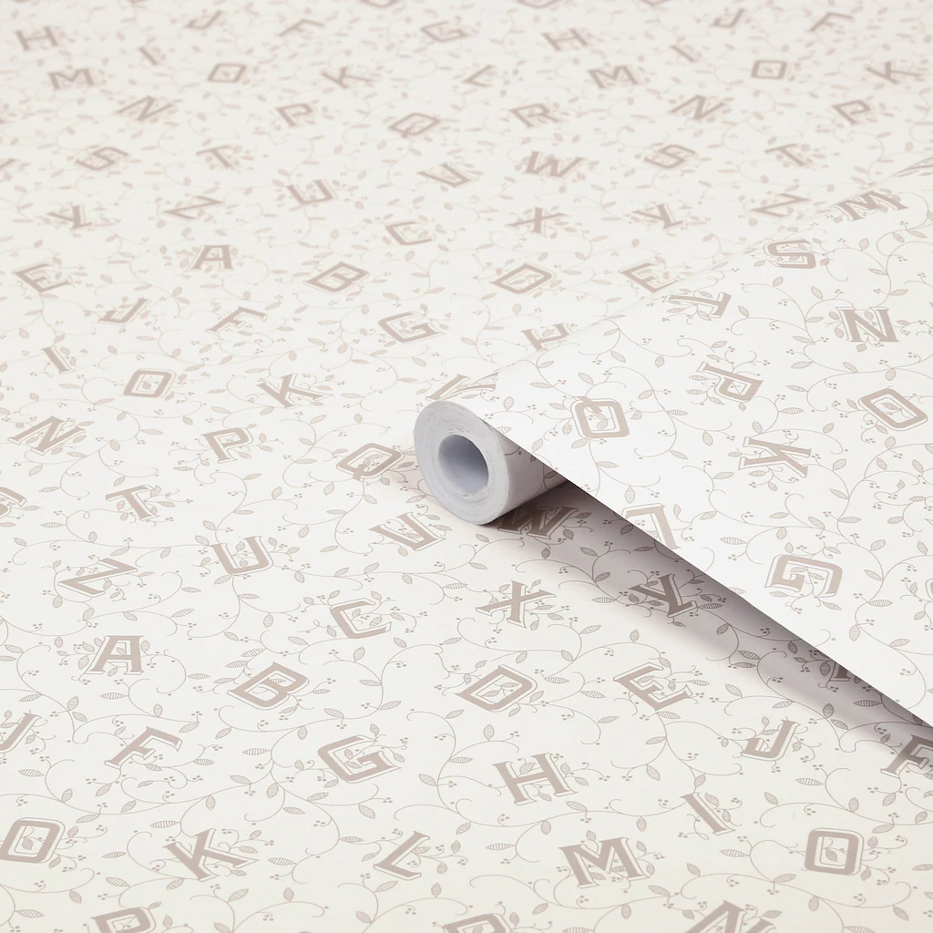 Bild von LAURA ASHLEY Vliestapete Alphabet Dove Grey, texturiert, (1 St), 10mx52cm