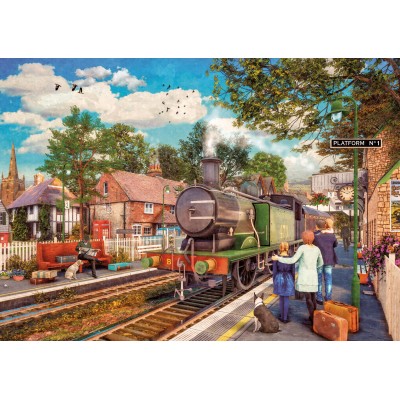 Bild von Off to the Coast | 500 Teile Puzzle | Familienzug Nostalgie | Nachhaltiges Puzzle für Erwachsene | Hochwertiges 100% recyceltes Brett | Tolles Geschenk für Erwachsene | Gibsons Games