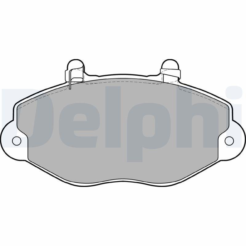 Bild von DELPHI LP1418 Bremsbelagsatz Bremsbeläge, Bremsklötze, Bremssteine mit akustischer Verschleißwarnung mit Anti-Quietsch-Blech mit Zubehör