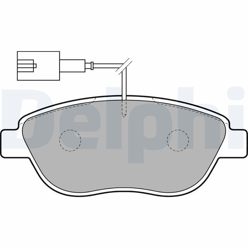 Bild von DELPHI Bremsbelagsatz, Scheibenbremse vorne rechts links mit Zubehör für FIAT VAUXHALL LANCIA ABARTH OPEL 77362712 77362710 77364875 LP1721