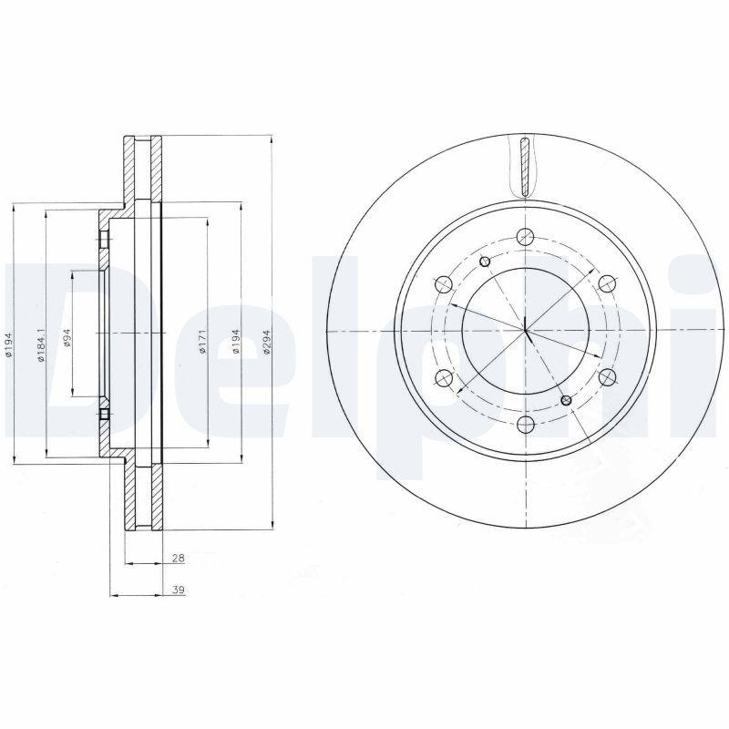 Bild von DELPHI BG4257 Bremsscheibe Bremsscheiben, Scheibenbremsen 294 28 6 Belüftet geölt unbehandelt MITSUBISHI: L200 / Triton V Pickup
