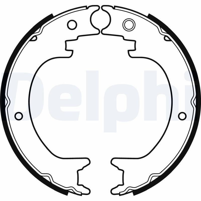 Bild von DELPHI LS2082 Handbremsbeläge Handbremsbacken, Bremsbackensatz, Feststellbremse MITSUBISHI: PAJERO 4