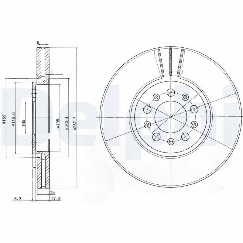 Bild von DELPHI Bremsscheibe Belüftet BG3035C Bremsscheiben,Scheibenbremsen VW,AUDI,SKODA,Golf IV Schrägheck (1J1),POLO (9N_),Polo Schrägheck (6R1, 6C1)
