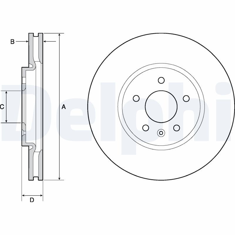 Bild von DELPHI BG4672C Bremsscheibe Bremsscheiben, Scheibenbremsen 321 30 5 Belüftet beschichtet unbehandelt OPEL: Zafira C Tourer, Astra J Sports Tourer
