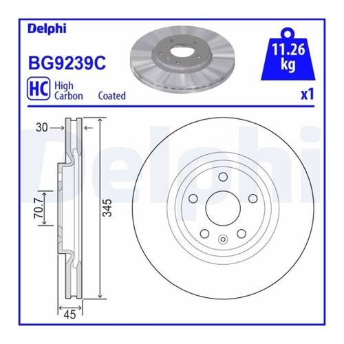 Bild von Delphi BG9239C - Hochwertige Bremsscheibe für OPEL Insignia B Grand Sport