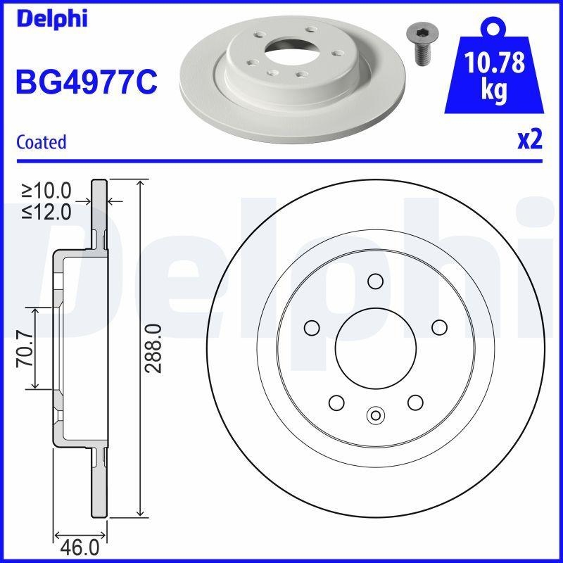 Bild von DELPHI Bremsscheibe hinten rechts links voll 288mm für VAUXHALL OPEL 13517857 13521008 BG4977C