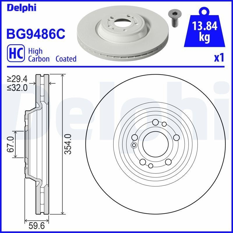 Bild von DELPHI BG9486C Bremsscheibe Bremsscheiben, Scheibenbremsen 354 32 5 Belüftet beschichtet hochgekohlt MERCEDES-BENZ: GLE