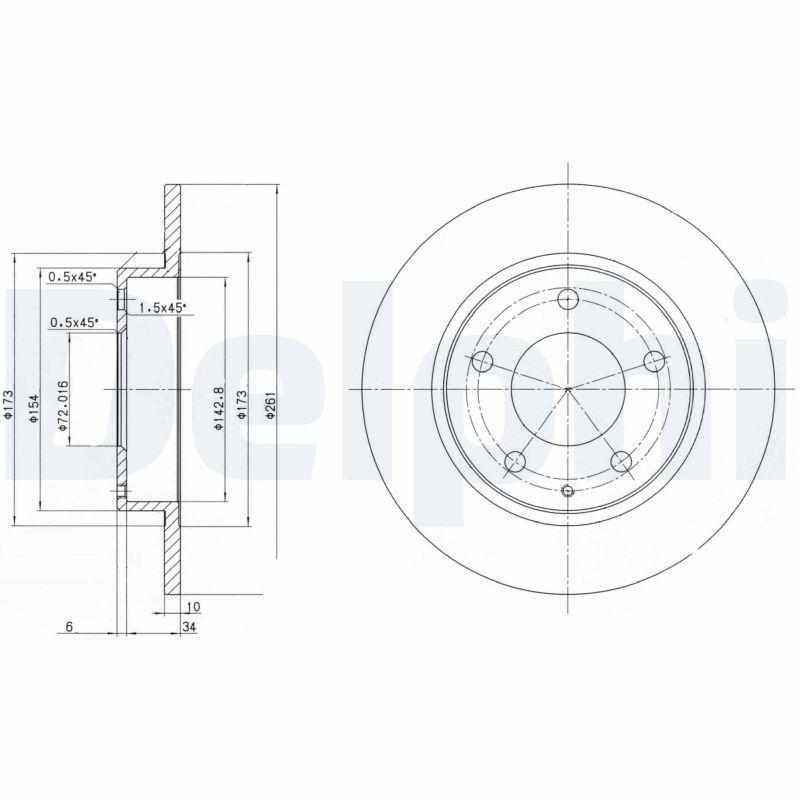 Bild von DELPHI BG2806 Bremsscheibe Bremsscheiben, Scheibenbremsen 261 9,8 5 voll geölt unbehandelt MAZDA: 626 V Estate