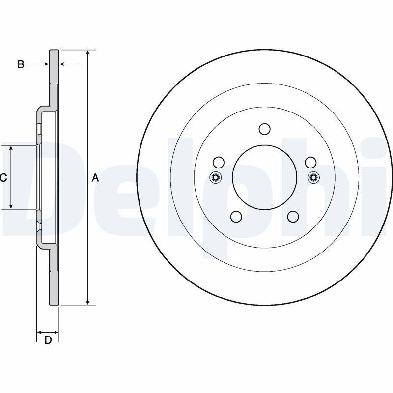 Bild von DELPHI BG4688C Bremsscheibe Bremsscheiben, Scheibenbremsen 300 10 5 voll beschichtet unbehandelt HYUNDAI: i40 Estate, i40 Saloon