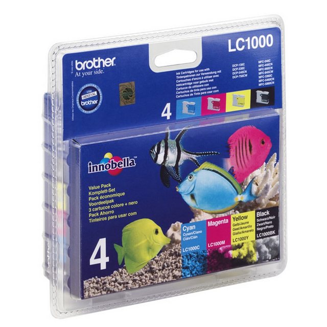 Bild von Brother LC1000 Value Pack - Druckerpatrone - 1 x Schwarz, Gelb, Cyan, Magenta - 400 Seiten - Blisterverpackung (LC1000VALBP)