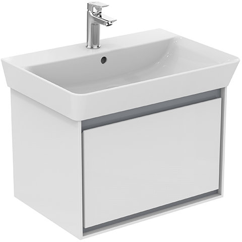 Bild von Ideal Standard Connect Air Waschtischunterschrank, 585mm, 1 Auszug, E0847, Farbe: Weiß glänzend / hellgrau matt