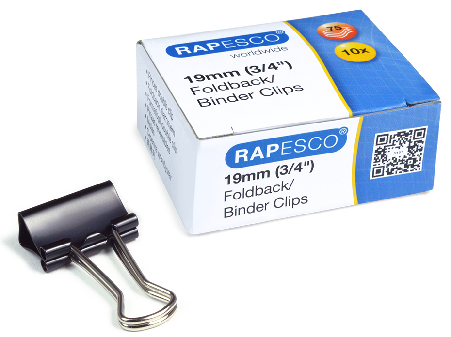 Bild von Rapesco Foldback-Klammern 32mm schwarz VE=10 Stück