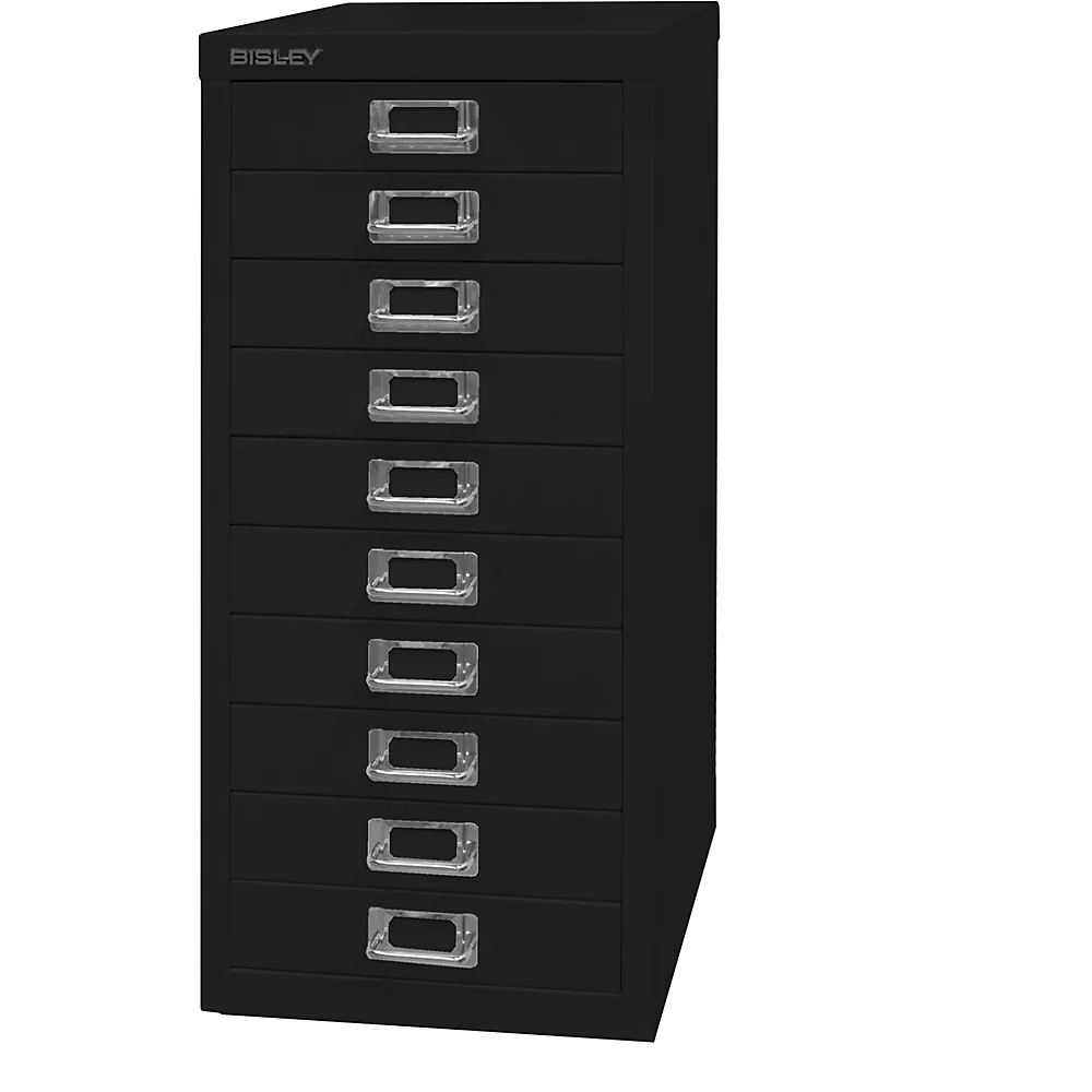 Bild von BISLEY MultiDrawer, 29er Serie, DIN A4, 10 Schubladen, Metall, 633 Schwarz, 38 x 27.9 x 59 cm