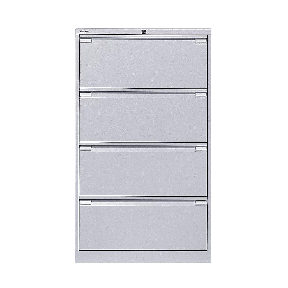 Bild von BISLEY Hängeregistraturschrank, doppelbahnig, DIN A4, 4 HR-Schubladen, Metall, 355 Silber, 62.2 x 80 x 132.1 cm