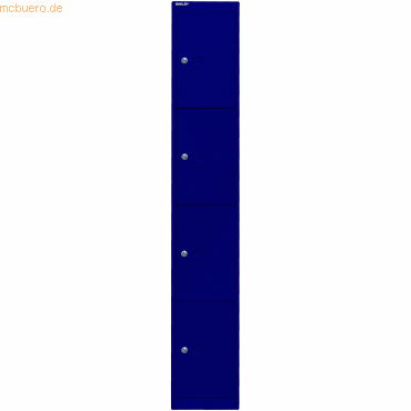 Bild von Bisley Metall Schließfach 4 Türen 1 abteile Schlüssel 305 x 457 x 1.802 mm Oxfordblau