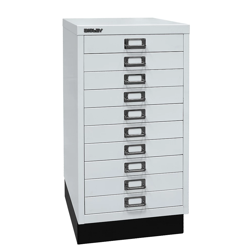 Bild von BISLEY MultiDrawer, 29er Serie mit Sockel, DIN A3, 10 Schubladen, Metall, 645 Lichtgrau, 43.2 x 34.9 x 67 cm