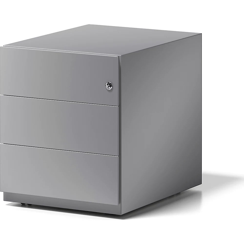 Bild von Bisley Rollcontainer Note mit Griffleiste, 3 Universalschubladen, Metall, 355 Silber, 56.5 x 42 x 49.5 cm