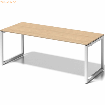 Bild von BISLEY Cito Schreibtisch, 740 mm höhenfixes U-Gestell, Metall, Mp396 Dekor Ahorn, Gestell Verkehrsweiß, 80 x 200 x 85 cm
