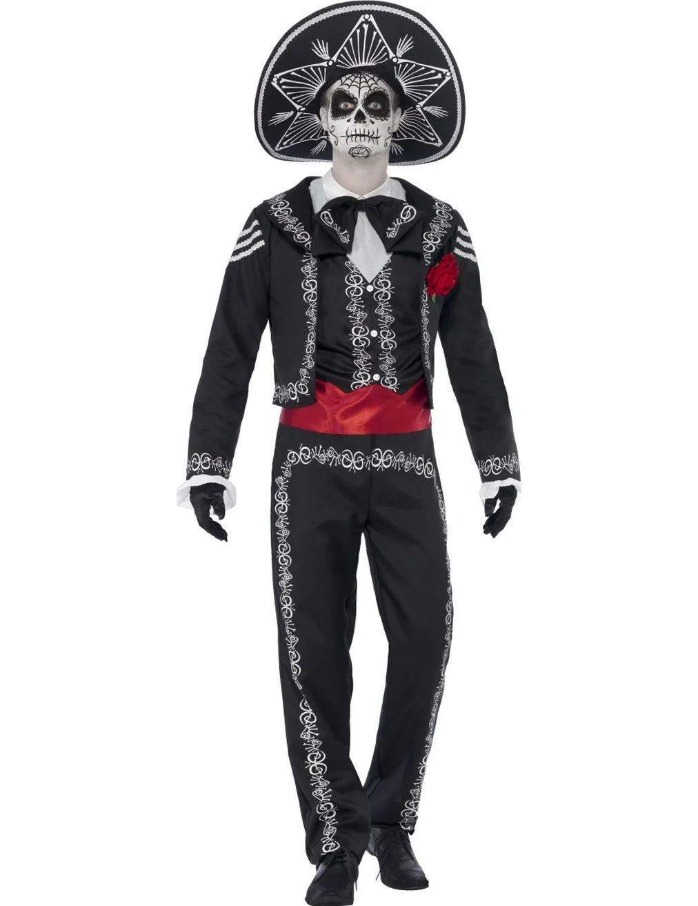 Bild von Tag der Toten Sugar Skull Bräutigam Kostüm schwarz-rot