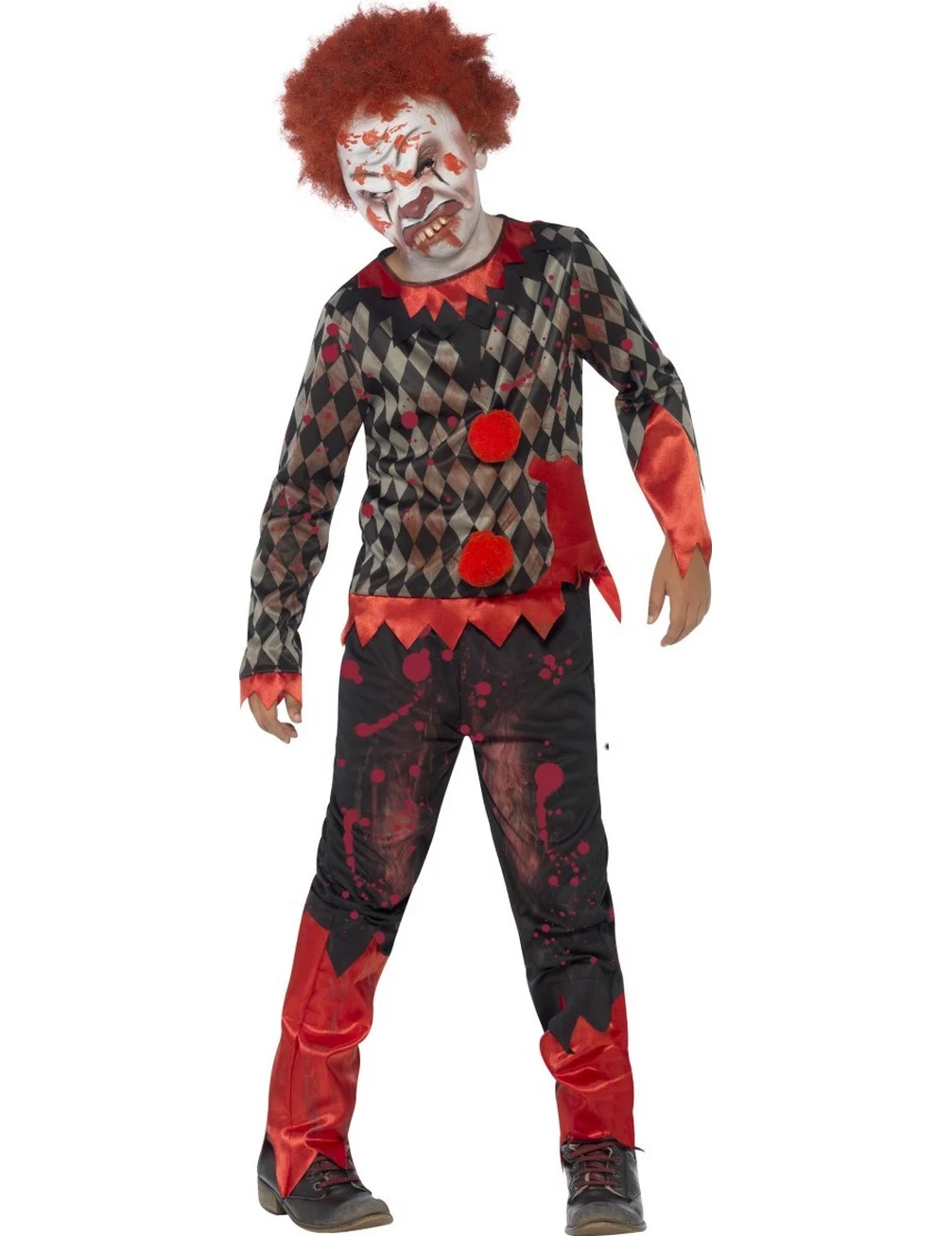 Bild von Blutiger Zombie-Clown Halloween Kinderkostüm rot-schwarz