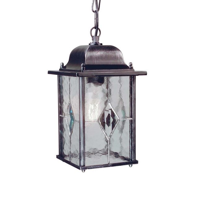 Bild von Elstead LIGHTING Außen-Deckenleuchte, Leuchtmittel nicht inklusive, Außenleuchte Kettenlaterne Pendelleuchte Schwarzes Silber H 34 cm