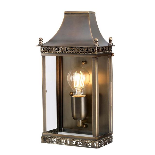 Bild von Elstead LIGHTING Außen-Wandleuchte, Leuchtmittel nicht inklusive, Außenwandleuchte Wandlampe Laterne Messing Glas H 35 cm 1 Flammig